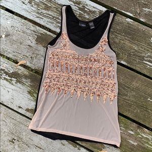 Daytrip Mesh Sequence Sheer Shirt XS